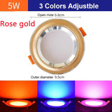 Led Downlight Red Blue Pink Three-tone Light 12 Packs 220V 5W Downlight Embedded Living Room Aisle Household Ceiling Light
