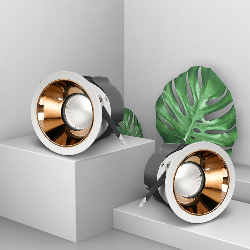 Dimmable Anti Glare Recessed LED Downlights 7W 12W LED Bulb 15W COB Ceiling Spot Lights AC90-260V Background Lamp AC220V 110V