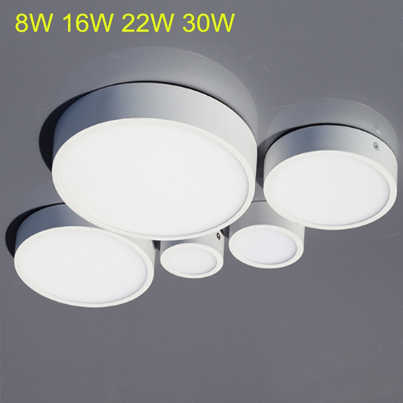 Surface LED Downlight ROUND Downlights LED panel light for livingroom toilet and kitchen 8W/16W/22W/30W AC110V 220V + Driver