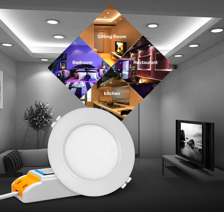 2.4G RGB+CCT LED Downlight 6W 12W Milight AC 110V 220V Led panel light Round dimmable recessed light use with remote controller