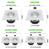 Square Recessed Ceiling Downlight LED COB Spot light 7W 9W 12W 15W LED Ceiling Lamp Dimmable Spotlights AC110 220V Indoor Lamp