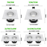 Square Recessed Ceiling Downlight LED COB Spot light 7W 9W 12W 15W LED Ceiling Lamp Dimmable Spotlights AC110 220V Indoor Lamp