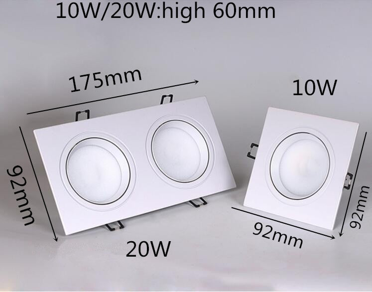 Square Dimmable Led downlight light cob Ceiling Spot Light 10w 20w ac85-265V ceiling recessed Lights Indoor Lighting
