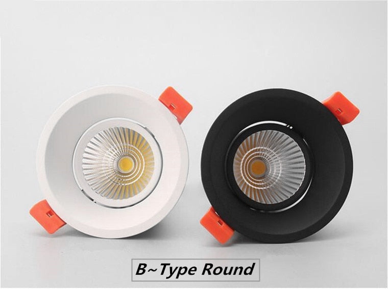 Anti Glare Recessed Dimmable COB LED Downlights 9W 12W 15W LED Ceiling Spot Lights AC85-265V LED Ceiling Lamps Indoor Lighting