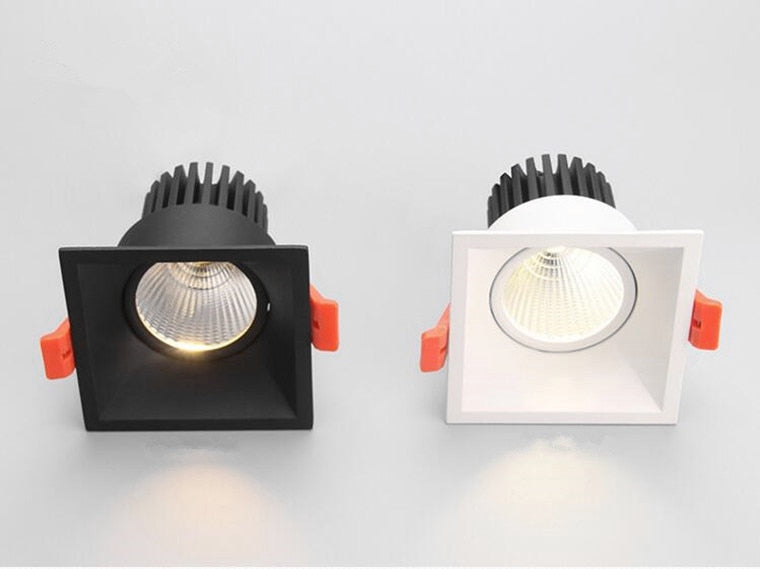 Anti Glare Recessed Dimmable COB LED Downlights 9W 12W 15W LED Ceiling Spot Lights AC85-265V LED Ceiling Lamps Indoor Lighting