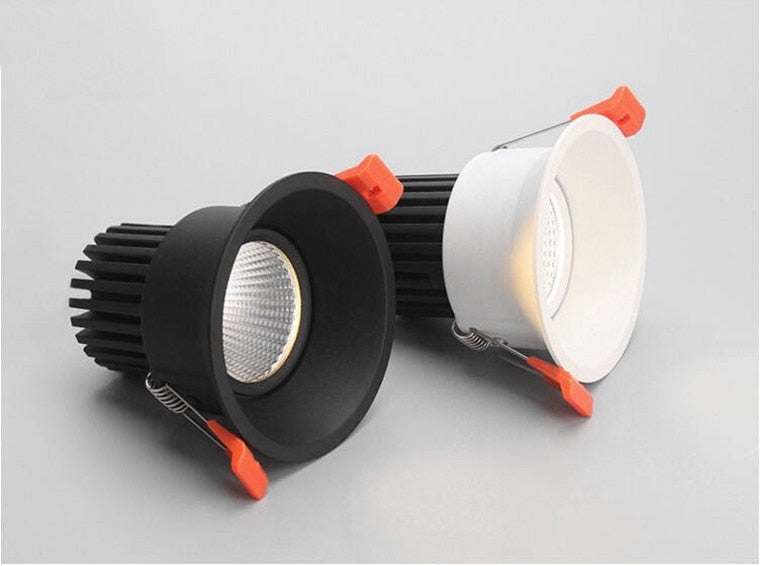 Anti Glare Recessed Dimmable COB LED Downlights 9W 12W 15W LED Ceiling Spot Lights AC85-265V LED Ceiling Lamps Indoor Lighting