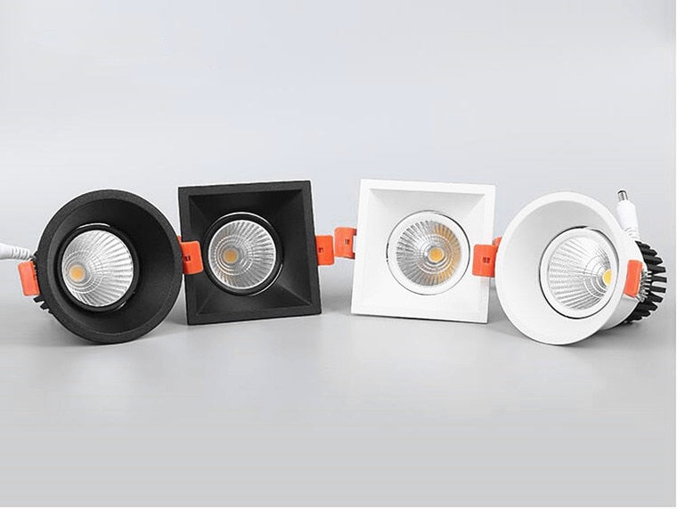 Anti Glare Recessed Dimmable COB LED Downlights 9W 12W 15W LED Ceiling Spot Lights AC85-265V LED Ceiling Lamps Indoor Lighting