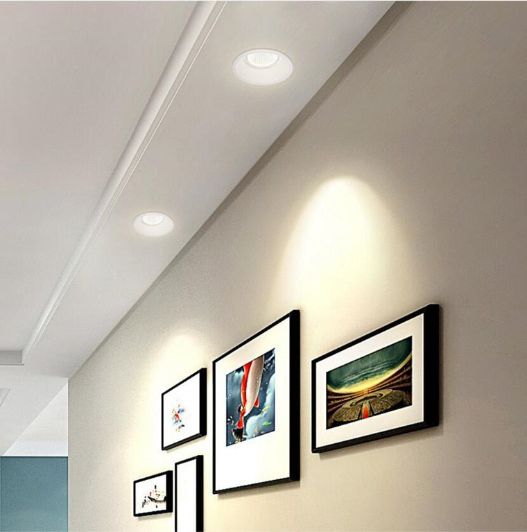 Anti Glare Recessed Dimmable COB LED Downlights 9W 12W 15W LED Ceiling Spot Lights AC85-265V LED Ceiling Lamps Indoor Lighting