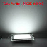 Square Glass LED downLight Dimmable 10pcs/lot 6W 9W 12W 18W Recessed LED Downlight Ceiling Panel Light Natural/Warm/Cold White