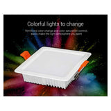  FUT064 9W RGB+CCT Square LED Downlight AC100~240V, FUT089 8-Zone RGB+CCT Remote Controller
