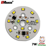 LED Module 7W 50mm 700lm Downlight PCB Aluminum plate White/Warm AC220V SMD2835 Smart IC Driver For Downlight Ceiling Lamps DIY