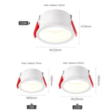 LED Downlight Recessed Ceiling Light 7w/12W/15W Home Living Room Without Main Light Lighting Narrow Side Deep Anti-glare