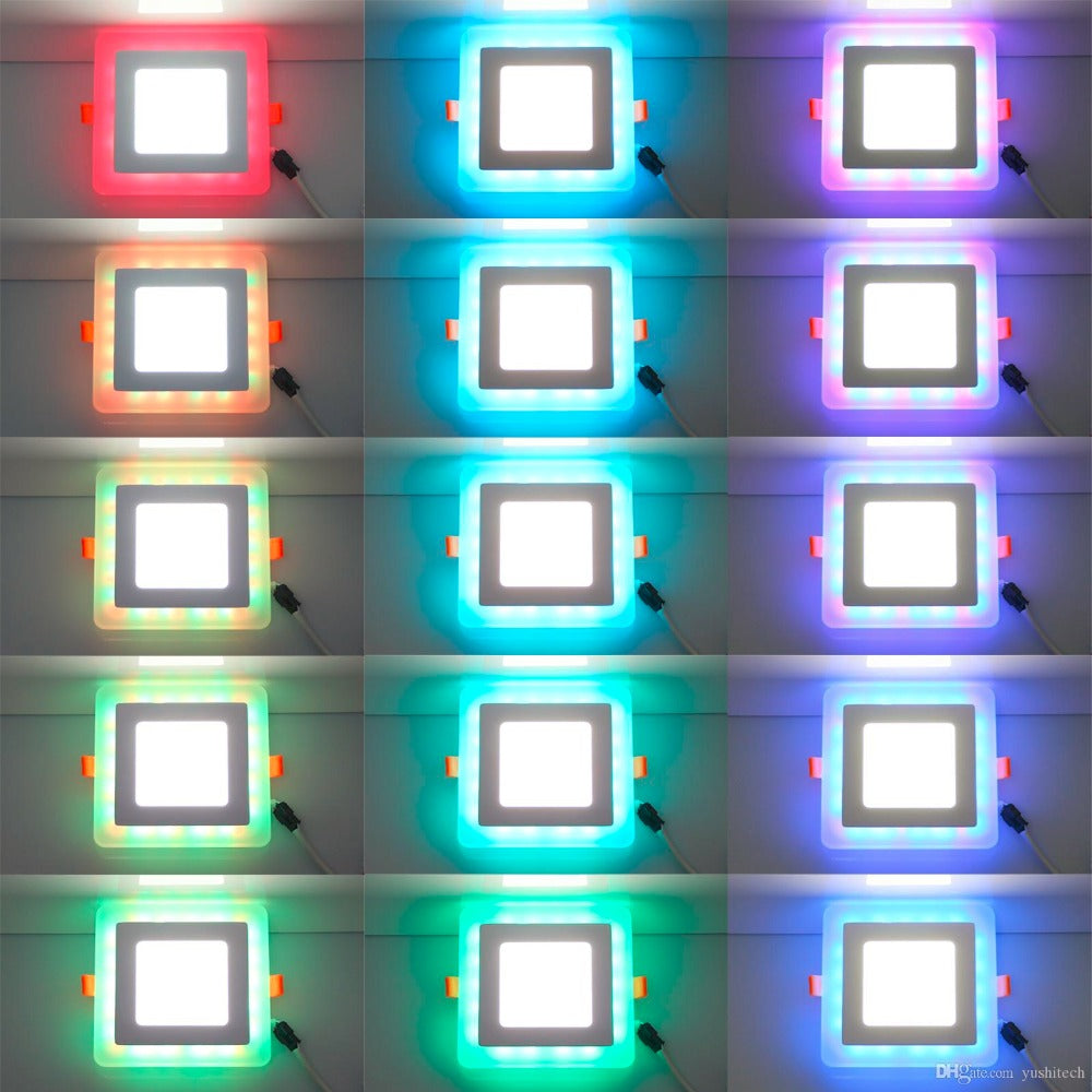 RGBW Dual Color LED Ceiling Recessed Square Panel Downlight Spot Light Lamp For Home Office Club 6W 9W 18W 100lumen/w