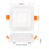 RGBW Dual Color LED Ceiling Recessed Square Panel Downlight Spot Light Lamp For Home Office Club 6W 9W 18W 100lumen/w