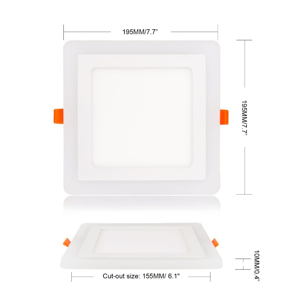 RGBW Dual Color LED Ceiling Recessed Square Panel Downlight Spot Light Lamp For Home Office Club 6W 9W 18W 100lumen/w