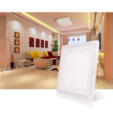 RGBW Dual Color LED Ceiling Recessed Square Panel Downlight Spot Light Lamp For Home Office Club 6W 9W 18W 100lumen/w