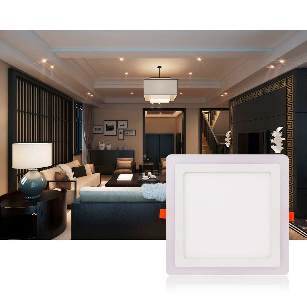 RGBW Dual Color LED Ceiling Recessed Square Panel Downlight Spot Light Lamp For Home Office Club 6W 9W 18W 100lumen/w