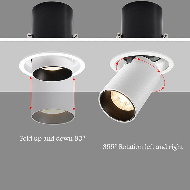 Angle Adjust 360° Rotate Stretchable LED Recessed Downlight 12W 15W 20W 25W LED Ceiling Spot Light Kitchen Living room Indoor