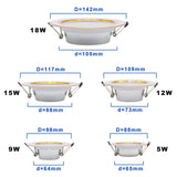 LED Downlight Recessed Round Gold Ceiling Light 5W 9W 12W 15W 18W White/Warm white Aluminum LED Down Lamp AC220V Ultra Thin