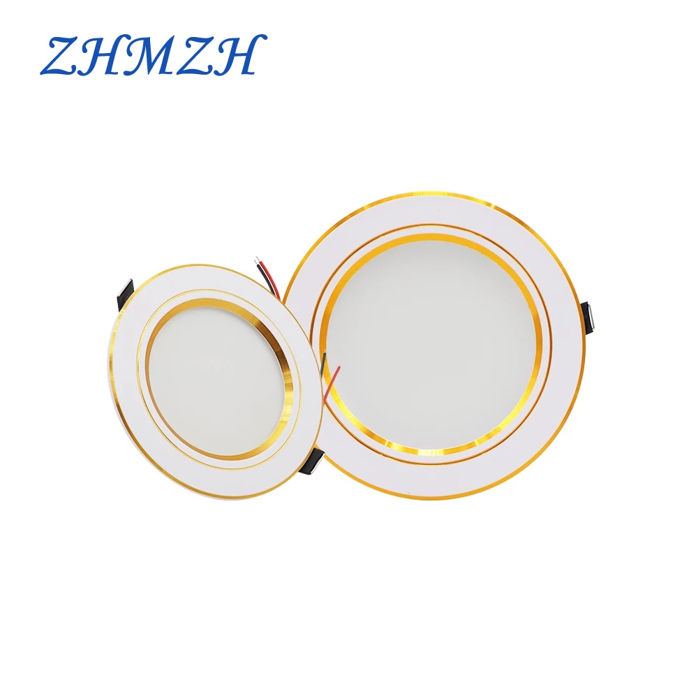LED Downlight Recessed Round Gold Ceiling Light 5W 9W 12W 15W 18W White/Warm white Aluminum LED Down Lamp Ultra Thin AC220V
