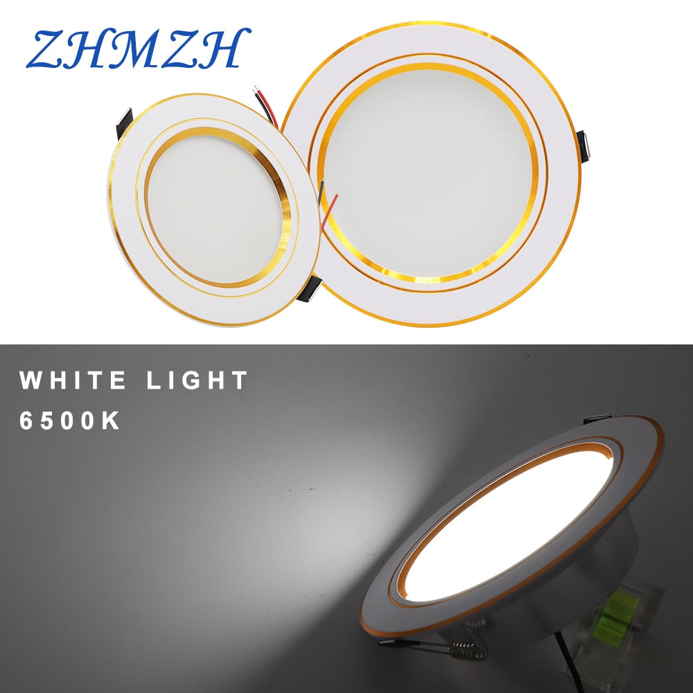 LED Downlight Recessed Round Gold Ceiling Light 5W 9W 12W 15W 18W White/Warm white Aluminum LED Down Lamp Ultra Thin AC220V