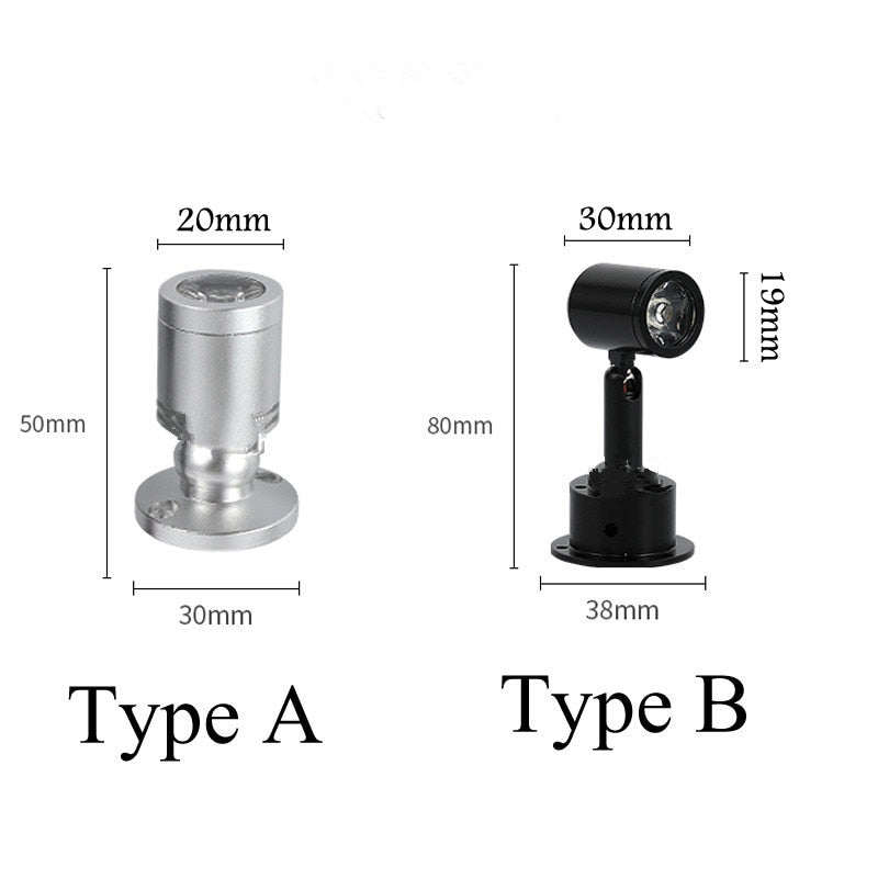LED Spotlight Mini Surface Mounted Lamp 3W AC220V Downlight lamp Jewelry Display Ceiling Recessed Cabinet DC 12V 24V Spot Lamp