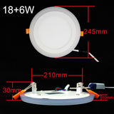 Double Color Round LED Panel Downlight 5W 9W 16W 24W, 3 Modes LED Panel Lights AC85-265V Recessed Ceiling  Lamps CE ROHS
