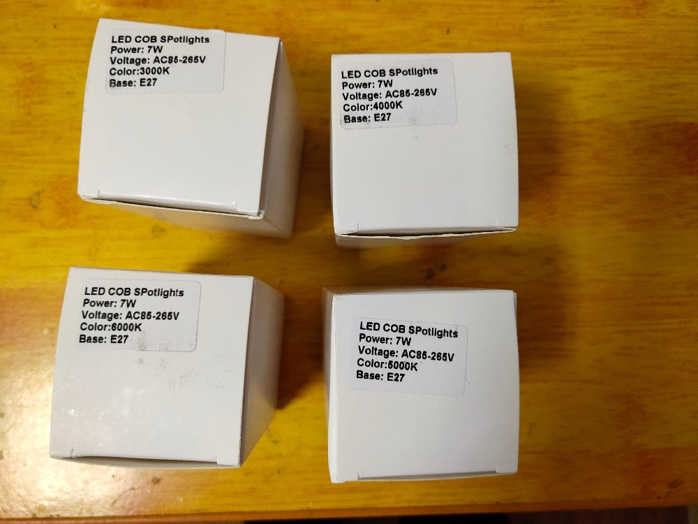 High CRI RA 95+ E27 7W COB LED Bulb Lamp LED Spotlight Downlight Lamp AC85V-265V Neutral White 4000K for Office Room Kitchen