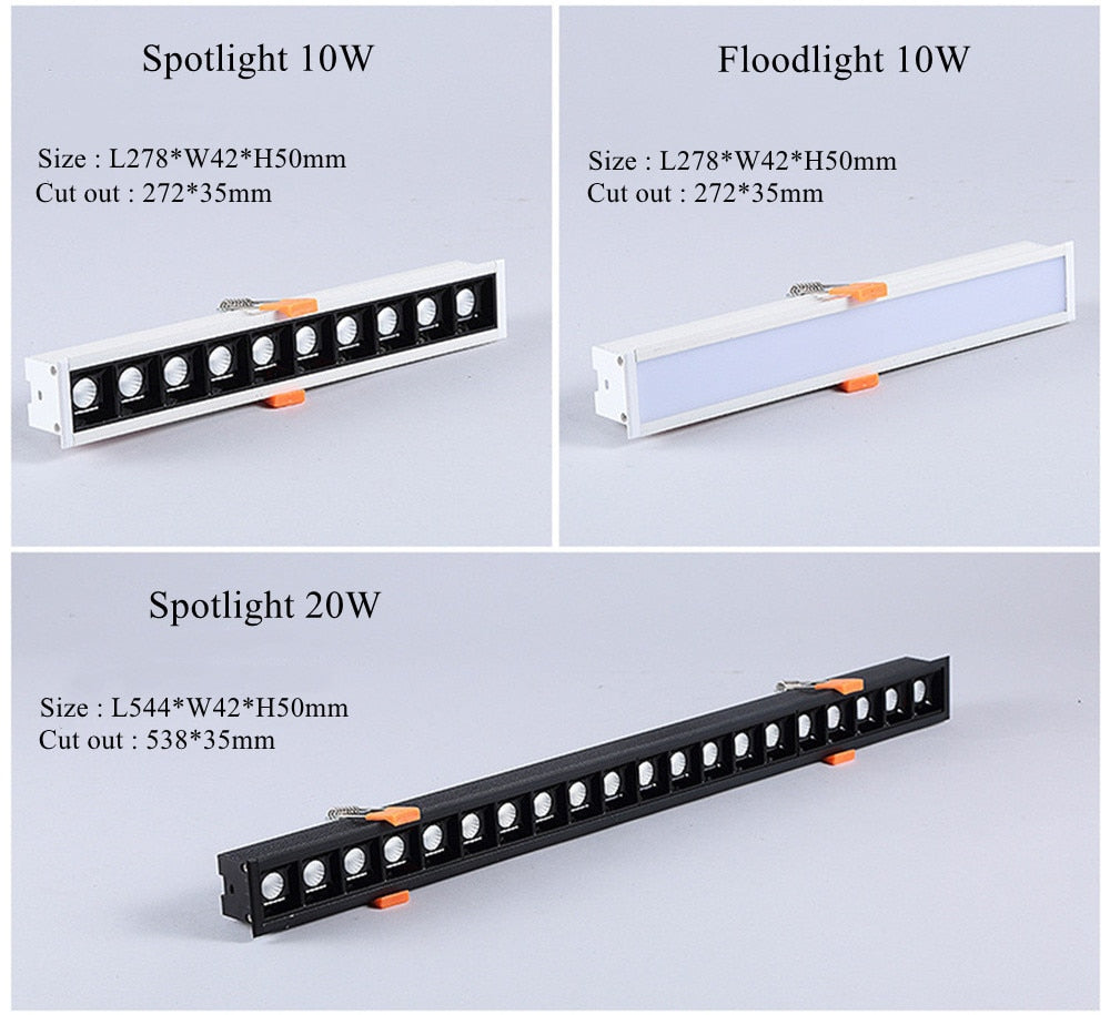 STINYTECH Frameless Recessed LED Linear Spotlight 5W 10W 20W 40W Indoor Corridor Aluminum Ceiling Downlights Lighting Fixtures