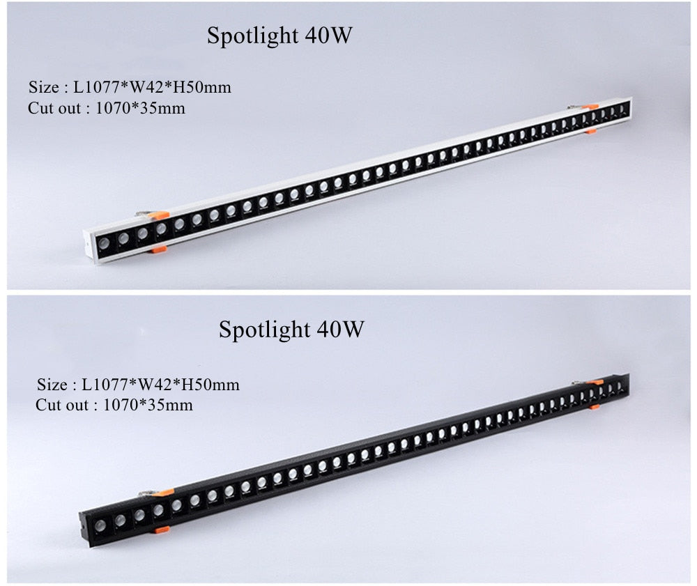 STINYTECH Frameless Recessed LED Linear Spotlight 5W 10W 20W 40W Indoor Corridor Aluminum Ceiling Downlights Lighting Fixtures