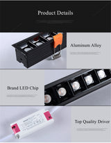 STINYTECH Frameless Recessed LED Linear Spotlight 5W 10W 20W 40W Indoor Corridor Aluminum Ceiling Downlights Lighting Fixtures