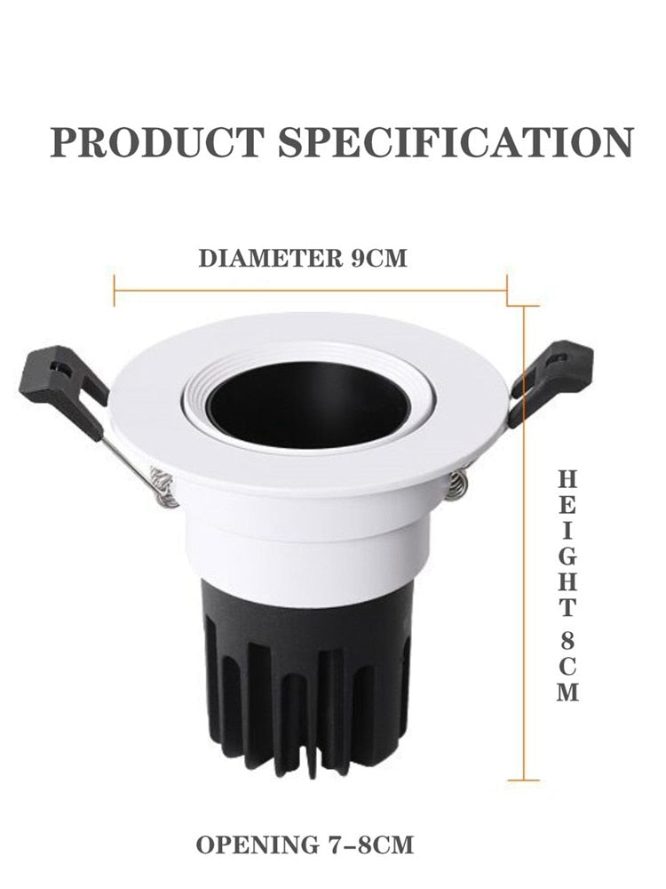 LED spotlight embedded cob ceiling downlight home decoration commercial room villa hotel anti glare background wall lamp