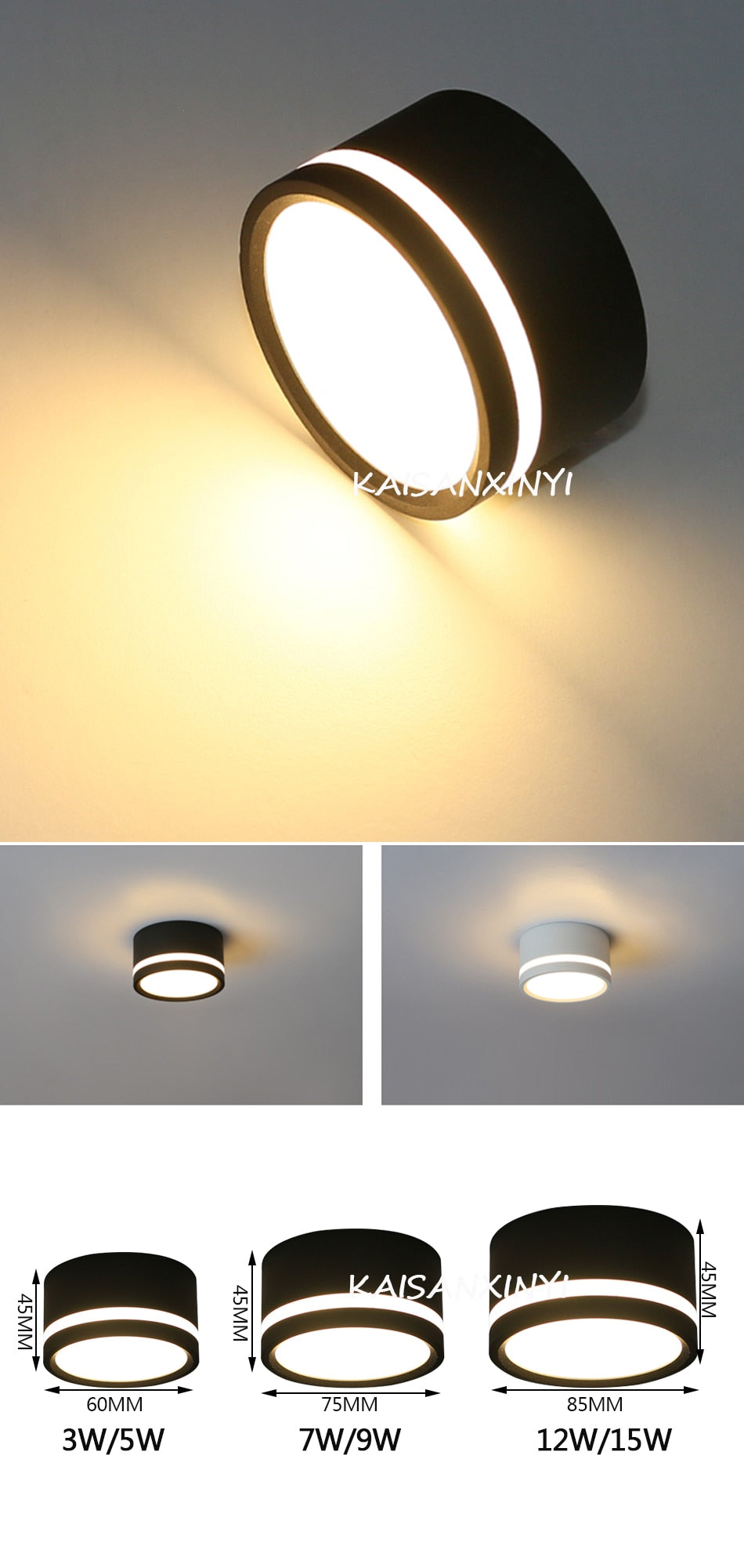 Surface Mounted Led Downlight 3W 5W 7W 9W 12W 15W Side Guide Light lamp for Ceiling Spot Lights 220V Ceiling Fixtures Lighting