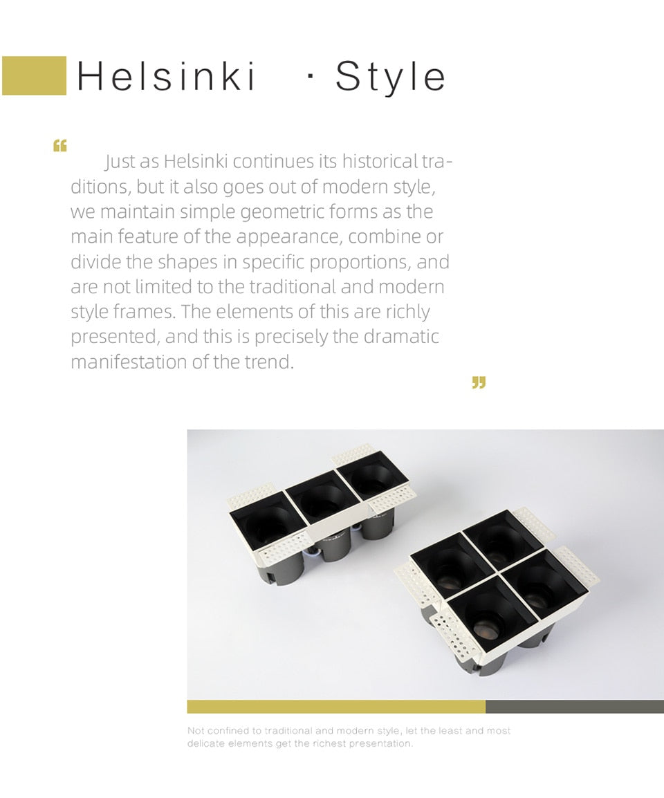 Aisilan LED Embedded Borderless Spotlight Three-head Four-head No Main Light Grille Ceiling Downlight for Living Room Bedroom