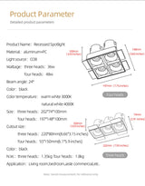Aisilan LED Embedded Borderless Spotlight Three-head Four-head No Main Light Grille Ceiling Downlight for Living Room Bedroom