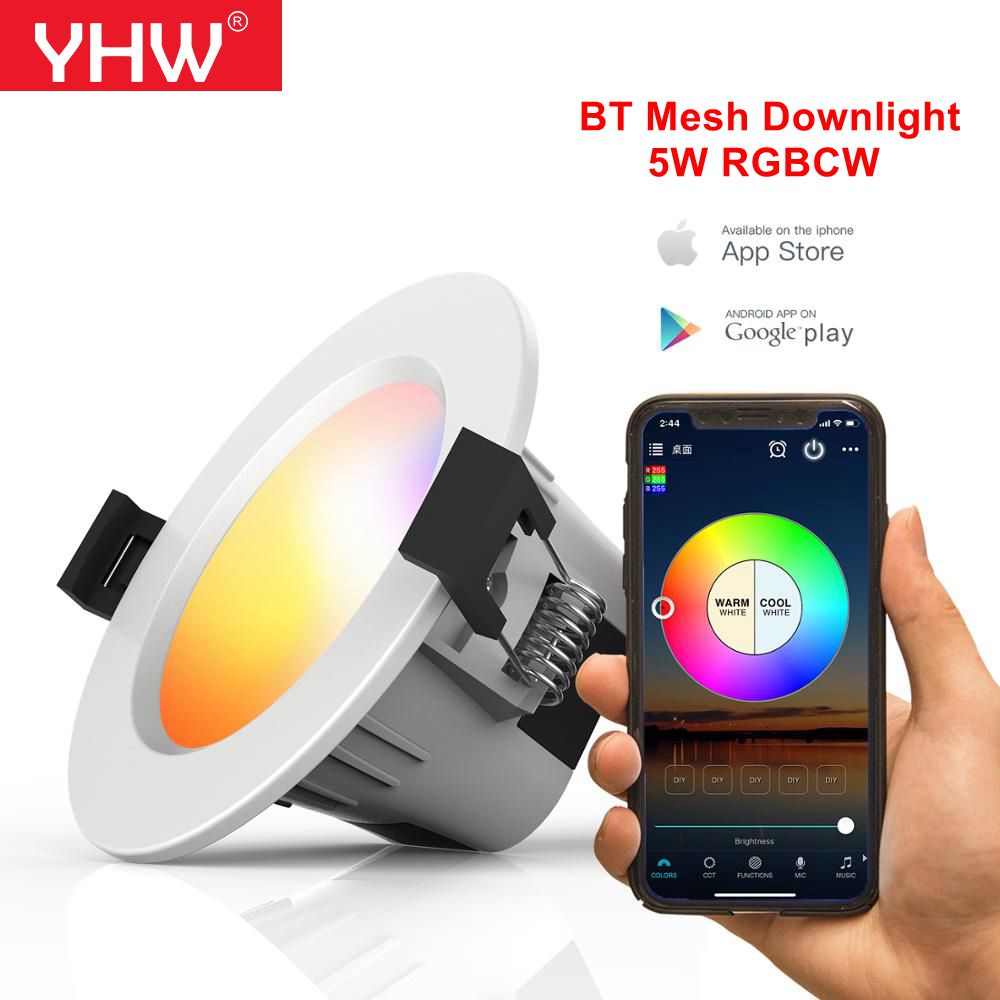 5W Bluetooth Mesh Downlight RGBCW Smart APP Spot LED Light Color Changing Warm Cool light Work with Alexa Google Home