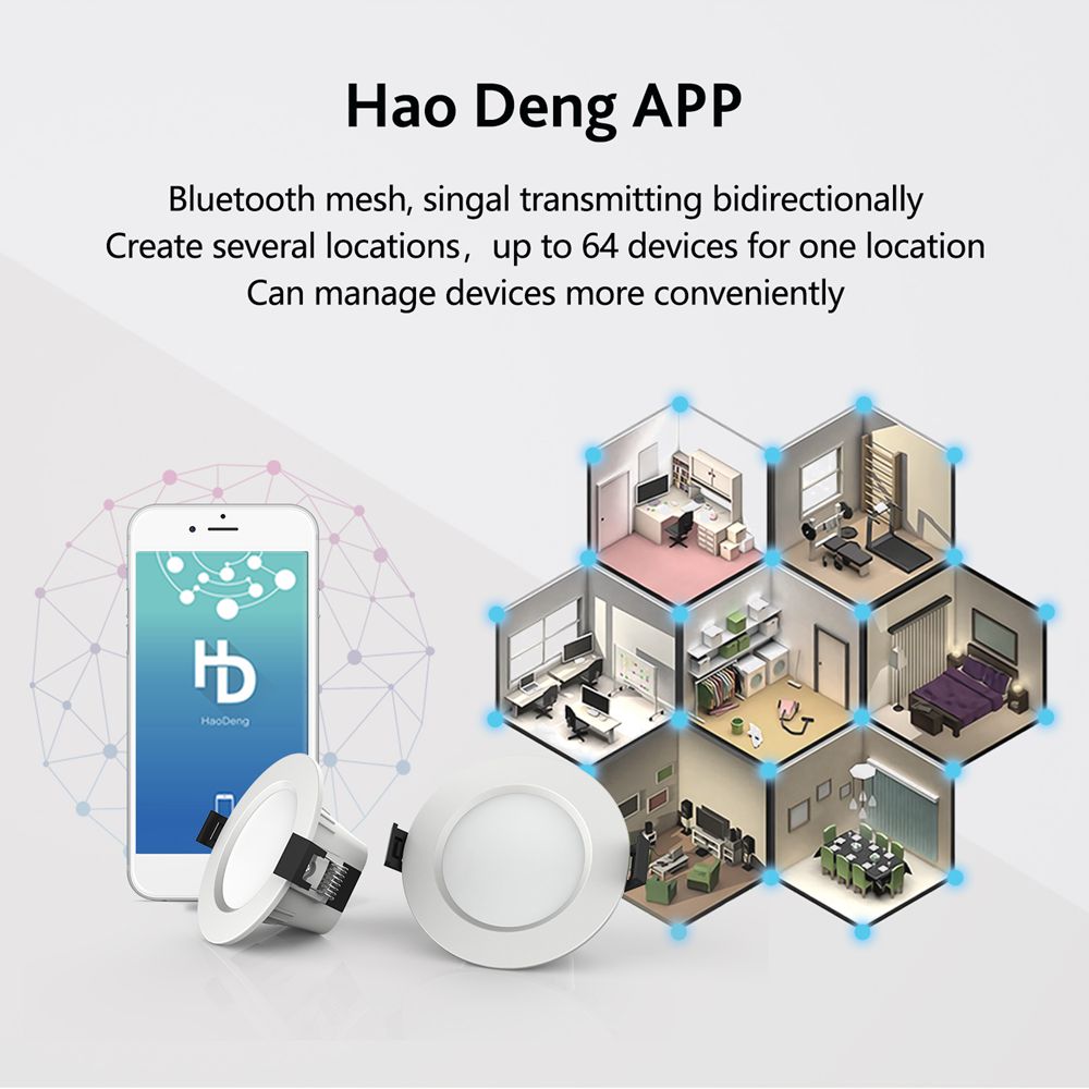 5W Bluetooth Mesh Downlight RGBCW Smart APP Spot LED Light Color Changing Warm Cool light Work with Alexa Google Home