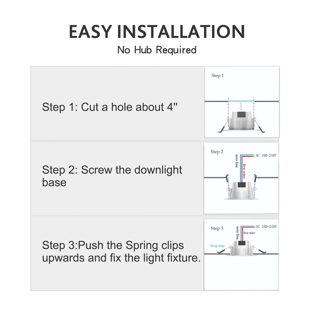 5W Bluetooth Mesh Downlight RGBCW Smart APP Spot LED Light Color Changing Warm Cool light Work with Alexa Google Home
