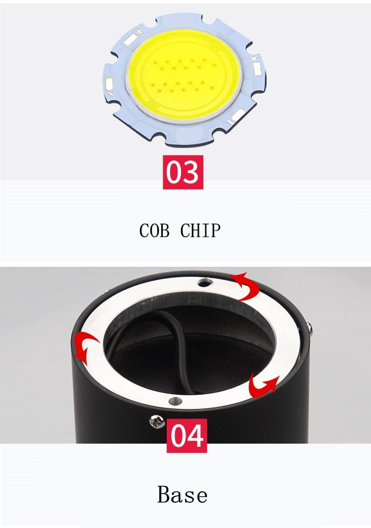 Surface mounted dimmable LED downlight rotating 360 LED ceiling Lights LED spotlight COB AC85-260V 7W 12W 15W 18W Indoor lighting