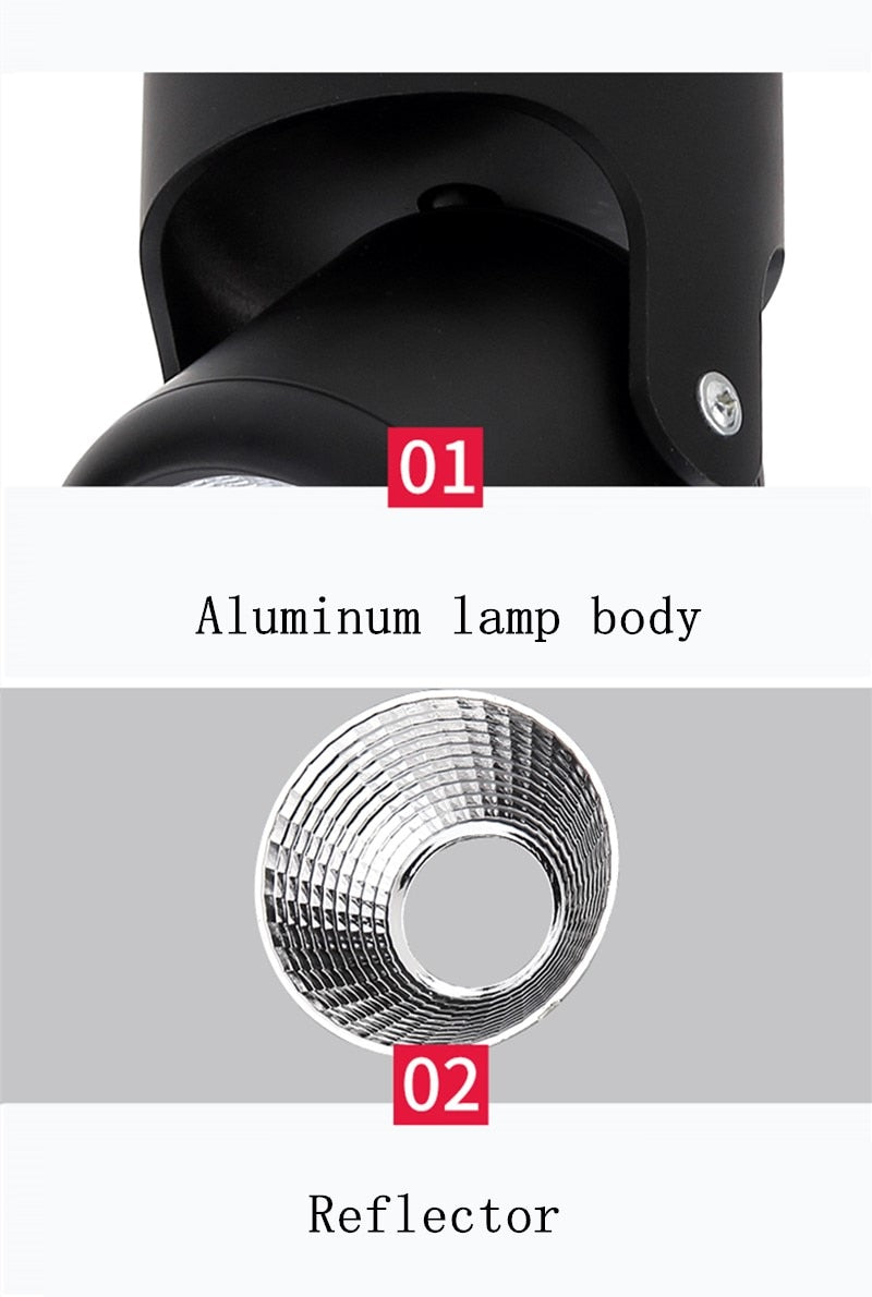 Surface mounted dimmable LED downlight rotating 360 LED ceiling Lights LED spotlight COB AC85-260V 7W 12W 15W 18W Indoor lighting