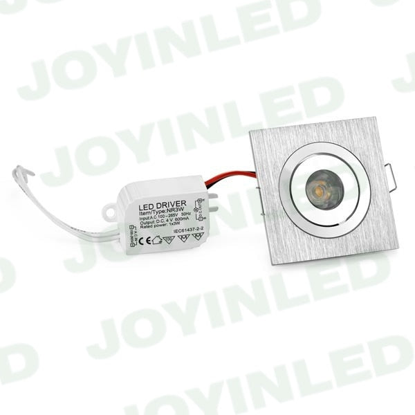 High quality Dimmable 3W 1*3w square Brush silver mini led downlight