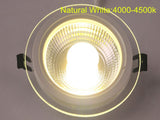 LED 20pcs/lot 5W 10W 15W 25W 3 Colors Change (Warm/Natural/Cold White) Glass COB LED Downlight Recessed light