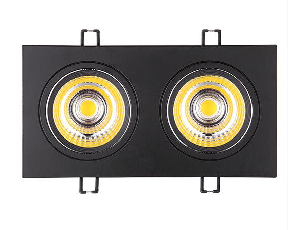 Energy saving Recessed Double LED Dimmable black Downlight COB 10W 20W LED Spot light decoration Ceiling Lamp AC 110V 220V