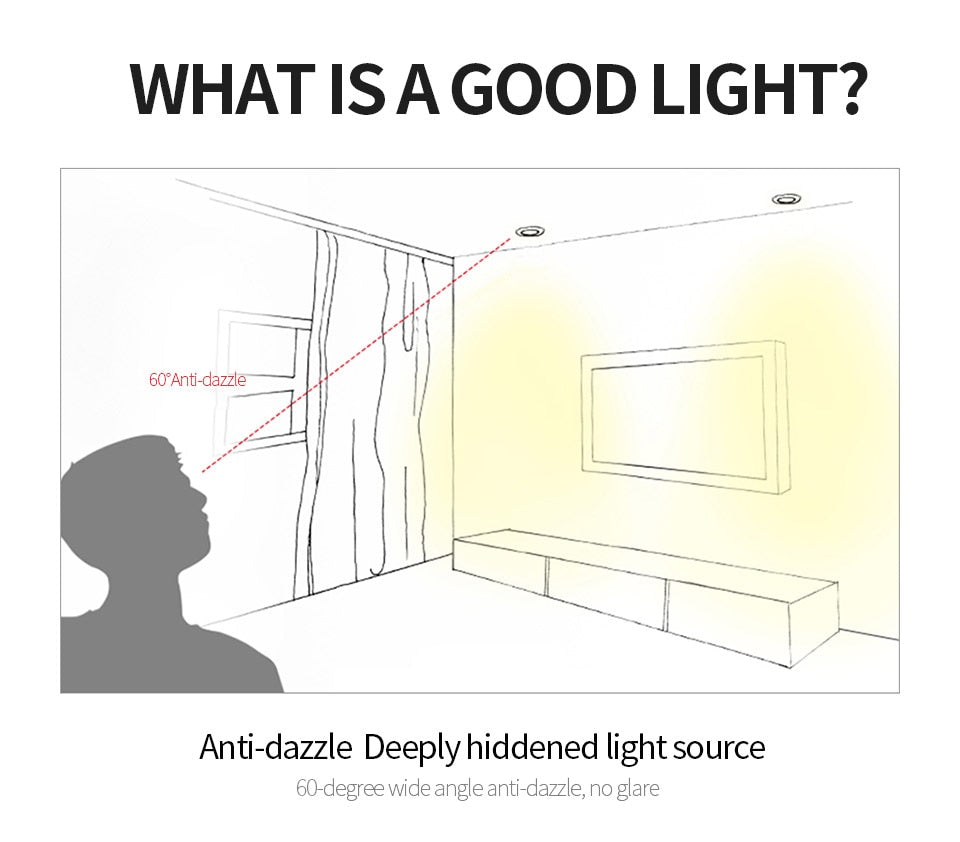 Aisilan Nordic modern style LED recessed downlight spot light built-in Anti-dazzle For living room bedroom corridor AC85-260V