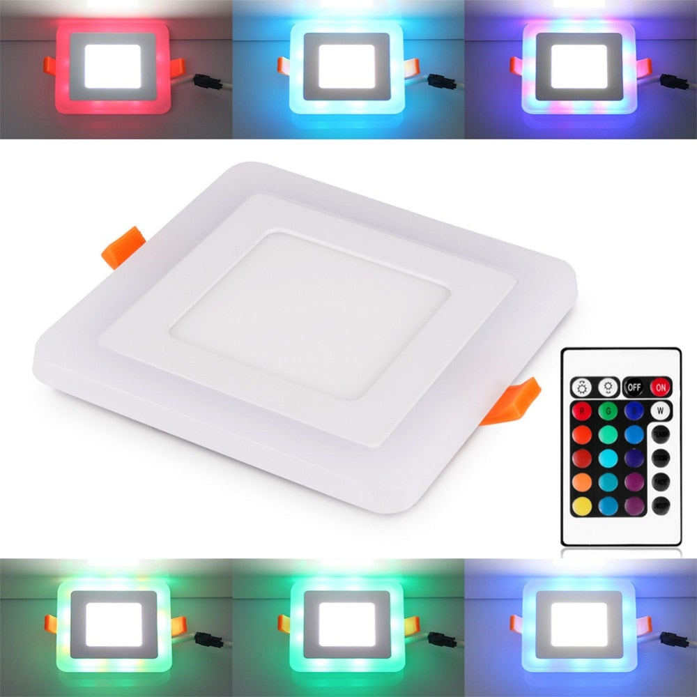 RGB Led Panel Light 6w/9w/18w/24W Ultra Thin Recessed LED Ceiling downlight Acrylic Panel Lamp with Remote Control 3 Models