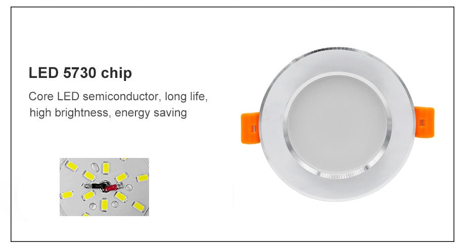 DBF Silver Housing Bright LED Recessed Downlight Not Dimmable 5W 7W 10W 12W SMD 5730 LED Spot Lamp with AC 110/220V LED Driver