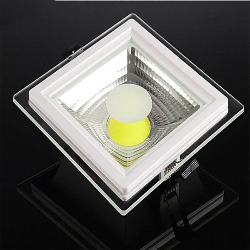 LED Downlight COB Dimmable 5W 10W 15W LED COB Panel Light AC85-265V Recessed COB Downlight Glass Cover Down Light