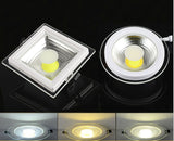 LED Downlight COB Dimmable 5W 10W 15W LED COB Panel Light AC85-265V Recessed COB Downlight Glass Cover Down Light