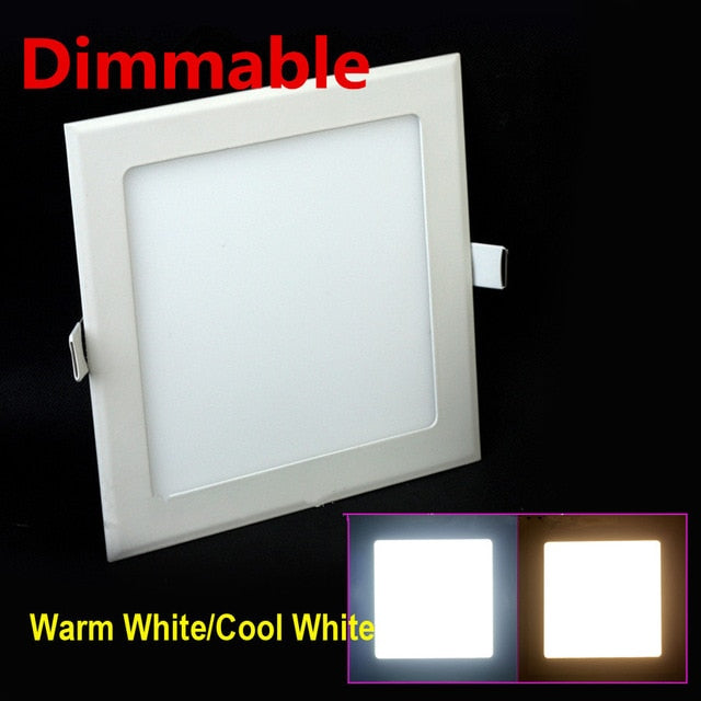 Dimmable LED Downlight 3W 4W 6W 9W 12W 15W/25W Square Ultra-thin SMD 2835 Ceiling Panel Lights white / Warm White