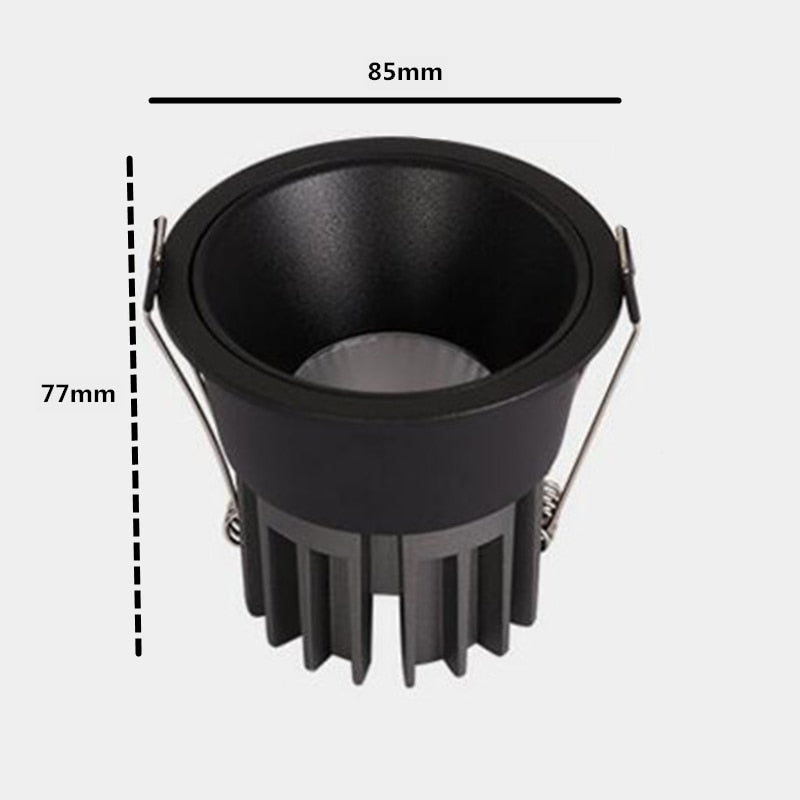 Super Bright Anti Glare Recessed Dimmable COB LED Downlights 7W 9W 12W LED Ceiling Spot Lights AC85~265V Background Lighting